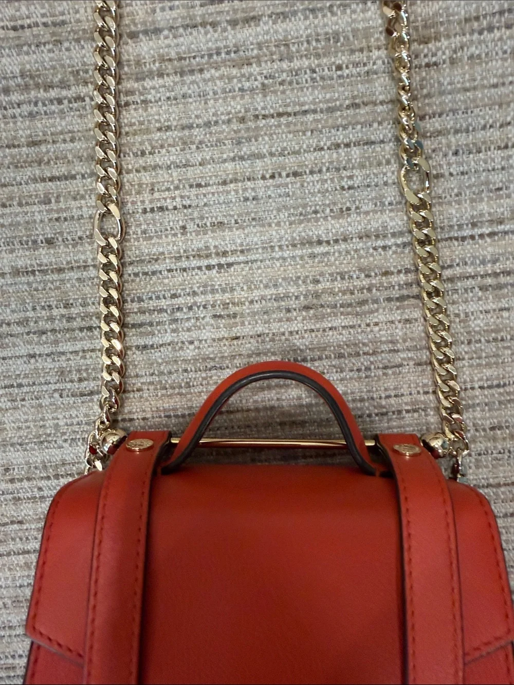 Strathberry Mini Crossbody in Burnt Orange with Gold Chain - Picture 3 of 16